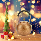 Funmaker Handmade Solid Copper Tea Pot Kettle Stovetop Teapot Thick Hammered Copper Tea Pot Kettle Stovetop Teapot Made for gasstove tops pure copper kettle (Type 3-1400ml)