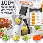 ONCE FOR ALL Upgrade Safe Mandoline Slicer Plus, Biger Size, Adjustable Vegetable Food Chopper Potato Fries Cutter, Detachable Blade, Kitchen Chopping Artifact, Gift (Black)