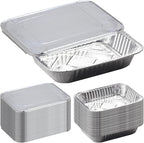 Sterno Aluminum Pans with Lids, Half Size, 9x13, Disposable Foil Tray for Baking, Roasting, Chafing, Great for Storage and Leftovers (50pcs)