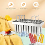 WICHEMI Commercial Popsicle Molds Stainless Steel Ice Pop Molds 20PCS Metal Ice Lolly Popsicle Mold Ice Cream Maker Mold Stick Holder with Lid Single Cup Capacity 85g