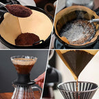 Coffee Filters 2, 200PCS V60 Coffee Filters, Unbleached Natural Brown Pour Over Cone Paper Reusable Filter 2-4 Cup, Fits for Pour Over and Drip Coffee Maker Home, Coffee Shop, Small Business