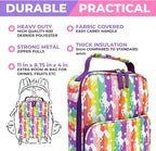 Bento Lunch Box with Insulated Bag, Ice Pack and Bento Accessories for Girls. Snack Containers with 4 Compartment Dividers for Toddlers Pre-School Daycare BPA Free Set, Utensils, Rainbow Unicorn