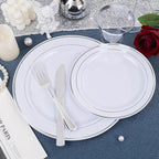 WDF 60PCS Silver Plastic Plates Disposable - Silver Plates Include 30 PCS 10.25inch Silver Dinner Plates and 30PCS 7.5inch Silver Salad Plates for Wedding & Party