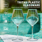 MICHLEY Unbreakable Stemmed Wine Glass 100% Tritan Plastic Dishwasher available Glassware 15 oz, Set of 8