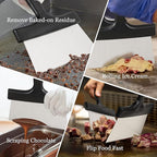 Grill Scraper 2 Pack Stainless Steel Griddle Scraper with 5" Plastic Handle Versatile Food Scraper Tool for Flat Top Teppanyaki BBQ Blackstone Griddle Accessories…