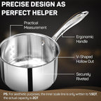 2 Quart Sauce Pan with Lid, Tri Ply Stainless Steel Saucepan 2 Qt with Stainless Steel Lid, 2 Measuring Lines, Upgraded Packaging, Cool Ergonomic Handle, Dishwasher & Oven Safe