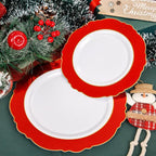 WDF 60pcs Plastic Red Plates Disposable - 7.5inch Heavy Duty Red Dessert/Salad Plates for Memorial Day
