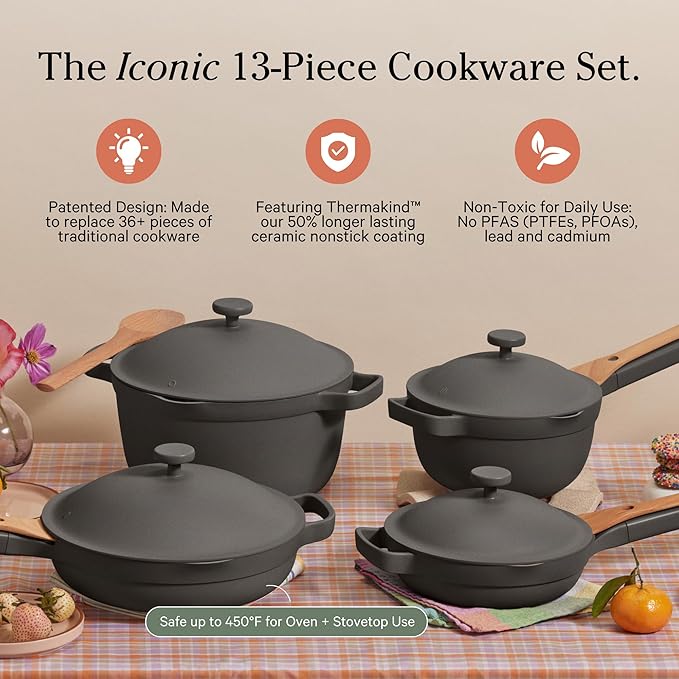 Our Place Cookware Set - Complete 13-Piece Set Including Always Pan 2.0, Mini Always Pan, Perfect Pot, and Mini Perfect Pot | Multifunctional, Toxin-Free Nonstick | Replaces 36 Pieces | Char