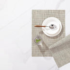 LEXMORE Placemat Set of 4 Vinyl/Plastic Woven Place Mats for Kitchen Table Indoor/Outdoor Washable Placemat Wipeable Dining Table Mats(Caramel)