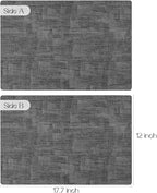 Romanstile Vinyl Placemats Set of 8-12 x 17 Inch - Heat Resistant Place Mats 100% Waterproof Oilproof Wipeable Reversible Faux Leather Table Mats for Kitchen/Dining/Party/Holiday, Dark Grey