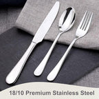 Silverware Set, 30-Piece Flatware Cutlery Set Service for 6, Modern Heavy Duty Design, 18/10 Stainless Steel Utensils, Dishwasher Safe