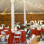 Fitable 8 Pack Round Tablecloths: Stain Resistant Wrinkle Free Circle Table Clothes, Washable Reusable Polyester Table Covers for Wedding Party Birthday Banquet Reception(Rust, 120 Inch)