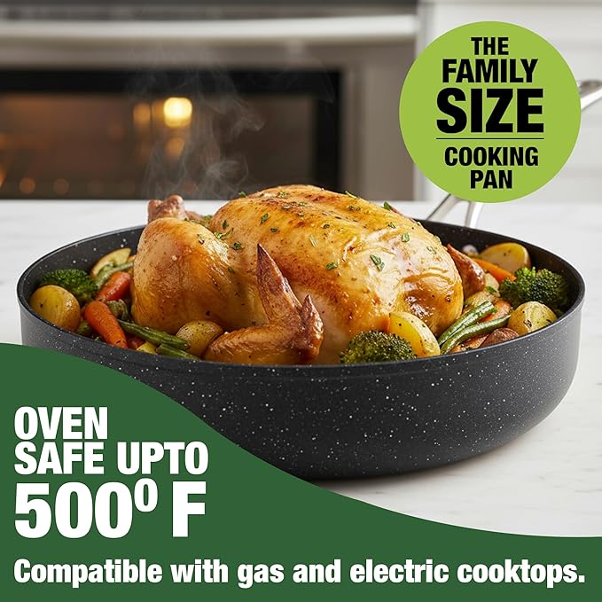 Granitestone Ceraluxe 20 Pc Ceramic Cookware Set Nonstick, Complete Pots and Pans Set Non Stick for Kitchen with Bakeware, Utensils & Steamer, Non Toxic Made Without PFOA PFOS, Oven & Dishwasher Safe