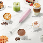 Zulay Powerful Milk Frother for Coffee with Upgraded Titanium Motor - Handheld Electric Whisk, Milk Foamer, Mini Mixer & Coffee Blender for Frappe, Latte, Matcha, No Stand - Pink