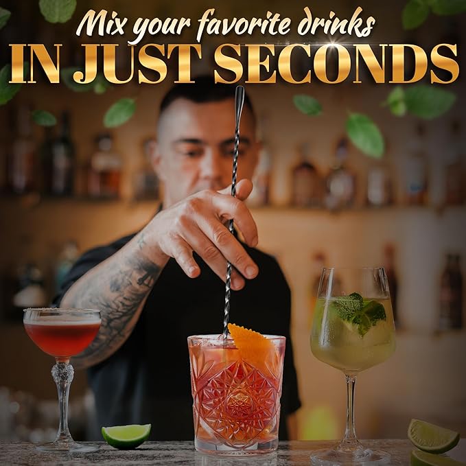 4 Pcs Bar Spoon Cocktail Mixing Spoon Set – 12" Stainless Steel with Twisted Spiral Handle Stirring Spoons, Good for Cocktails, Iced Tea, & Drink Mixing Lovers | Caviar Spoons