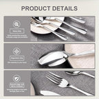 Silverware Set, 30-Piece Flatware Cutlery Set Service for 6, Modern Heavy Duty Design, 18/10 Stainless Steel Utensils, Dishwasher Safe