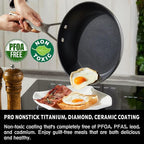MsMk 10 Inch Frying Pan Nonstick with Lid, Induction Fry Pan with Lid, Titanium and Diamond Non Stick Coating From USA, for Induction, Ceramic and Gas Cooktops, Oven Safe 10 Inch Skillet Nonstick