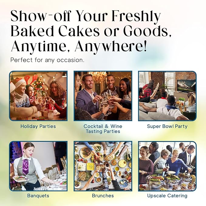 Homeries Bamboo Cake Stand with Lid, Cake Plate, (6 in 1) Multi-Functional Serving Platter, Large Cake Stand with Dome, Cake Display Stand with lid & Cake Dome - Use as Cake Holder, Cake Cover