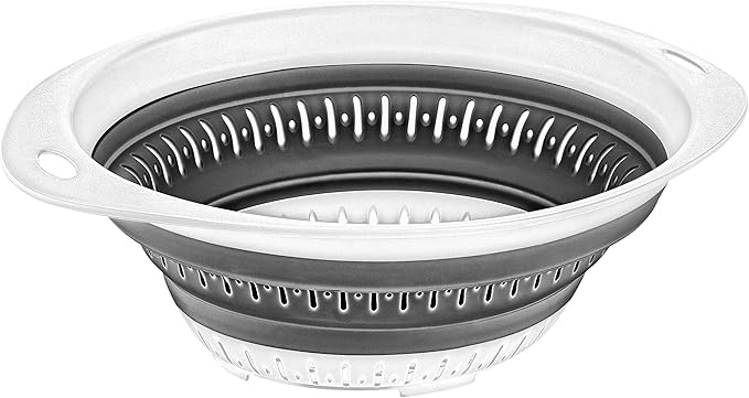 Collapsible Colanders (Strainers) for Fruit Vegetable Food Sizes 8" - 2 Quart (grey)