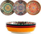 Ceramic Pasta Bowls Set - 8 inch 32 oz Serving Bowls, Set of 6, Colorful Dinner Bowls for Soup,Salad, and Pasta, Kitchen, Microwave, Dishwasher Safe, mexican, Bohemian Style