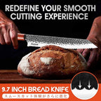 Huusk Japanese Bread Knife, 9.7 Inch Long Serrated Bread Knife, Lightweight Slicing Bread Knife for Cutting Homemade Sourdough Bread, Serrated Knife with Gift Box