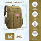 Maelstrom Backpack Cooler,Soft Lightweight Leakproof Tactical Cooler Backpack,50 Can Insulated Cooler Bag,Keeps 50 Cans Hot/Cold for Up to 16 Hours,Waterproof Lunch Bag for Men Women-Khaki