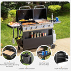 Sophia & William Propane Gas Grill and Griddle Combo with Porcelain-Enameled Cast Iron Grates, Dual Outdoor BBQ Grill with Flat Top Griddle for Barbecue, 696 SQ.IN. Cooking Area