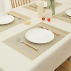 Leetaltree Stardust Yellow Placemats Set of 6 - Heat Resistant Non-Slip Place mats for Dining Table, Washable Durable PVC Vinyl Woven Table Mats（Stardust Yellow, 6）