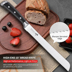 MAD SHARK Bread Knife 10 Inch Pro Serrated Bread Cutter, German High Carbon Stainless Steel Ultra Sharp Cake Knife with Ergonomic Handle, Ideal for Bread, Cakes, Bagels, and More