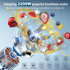 Commercial Blender 2200W 2.1QT 68OZ Quiet Blender Brushless Motors Commercial Smoothies, Frozen Drinks,Self-Cleaning，Electric Countertop Blenders Heavy-Duty,Silver Grey
