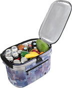 ALLCAMP Insulated Cooler Bag Portable Collapsible Picnic Basket Cooler with Sewn in Frame (Medium Purple Pattern)
