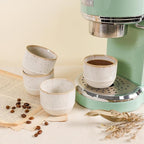 Ceramic Espresso Cups Set of 4, Double Walled Espresso Coffee Mugs for Nespresso Cups, Special glazed Demitasse Cups Expresso Coffee Cup for Espresso Machine (Speckled Off-White)