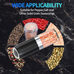 Battery Salt and Pepper Grinder Set-Gravity Electric Pepper Grinder,BoAn Automatic Spice Mill Refillable,Ceramic Larger Charmber,Adjustable Coarsenes,LED Light for Kitchen Housewarming Gifts New Home