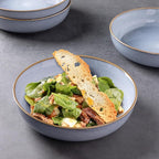 GBHOME 9'' Large Ceramic Pasta Bowls, 38oz Stoneware Pasta Serving Bowls Set of 4 for Kitchen, Wide Bowls for Fruit,Pasta,Salad,Oatmeal,Meal, Microwave Safe, Reactive Glaze-Blue