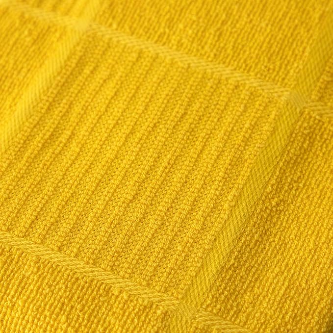 T-fal Solid & Checked Parquet Kitchen Towels: Highly Absorbent, Super Soft Long Lasting - 100% Cotton, 16"x26" Dish Towels for Cleaning & Drying Dishes, Pans, Glassware, Countertops, 6-Pack, Lemon