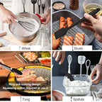 LIANYU 12-Piece Black Silicone Kitchen Cooking Utensils Set with Holder, Kitchen Tools Include Slotted Spatula Spoon Turner Ladle Tong Whisk, Dishwasher Safe