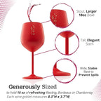 Gusto Nostro Stainless Steel Wine Glass - 18 oz - Cute, Red Unbreakable Wine Glasses for Travel, Camping and Pool - Fancy, Unique, Cool Portable Metal Wine Glass for Outdoor Events, Picnics (Set of 4)