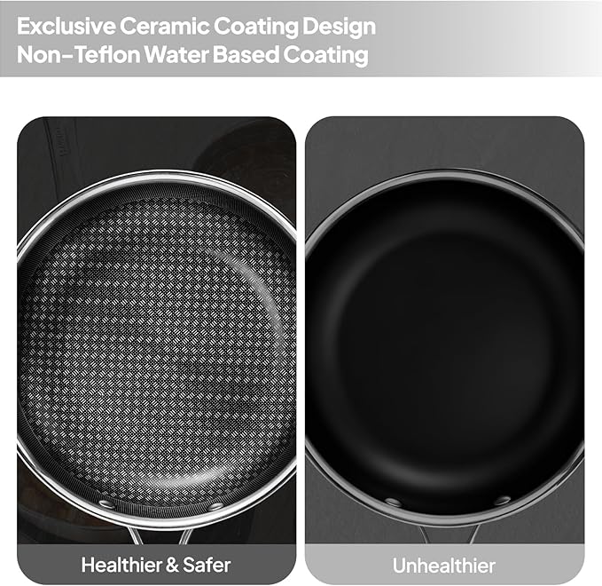 Bonnlo 10 Pieces Cookware Set, 3-Ply Stainless Steel Skillets Set, Non-Toxic Kitchen Set, Oven & Dishwasher Safe, Induction Cooking Set, PFOA & PTFE Free, Compatible for All Cooktops