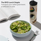 W&P Porter Bowl Lunch Container w/ Protective Non-slip Exterior, Blush 1 Liter | Lid & Snap-tight Silicone Strap | Food Storage, Bento Box, Meal Prep | BPA-Free Ceramic