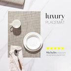 LEXMORE PVC Woven Placemats 4 PCS Wipeable Indoor/Outdoor Table Mats Washable Vinyl Place Mats for Dining Table, Set of 4-Caramel