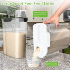 Rice Storage Container, 5 to 10lb Dry Food Airtight Dispenser, Pet Dog Cat Food Canister, BPA Free Clear Plastic Kitchen and Pantry Bin for Oatmeal, Cereal, Pasta, Flour Pack of 2 Grey