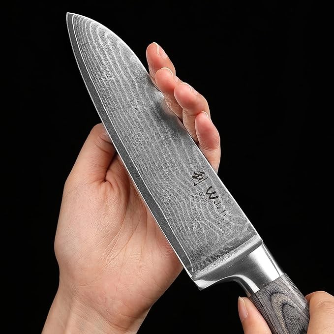 Wakoli EDIS Damascus 4-Piece Knife Set – Japanese Style Kitchen Knives | Genuine Damascus Steel Blades with VG10 Core | Ergonomic Pakkawood Handles | Professional Chef Knife Set in Wooden Gift Box