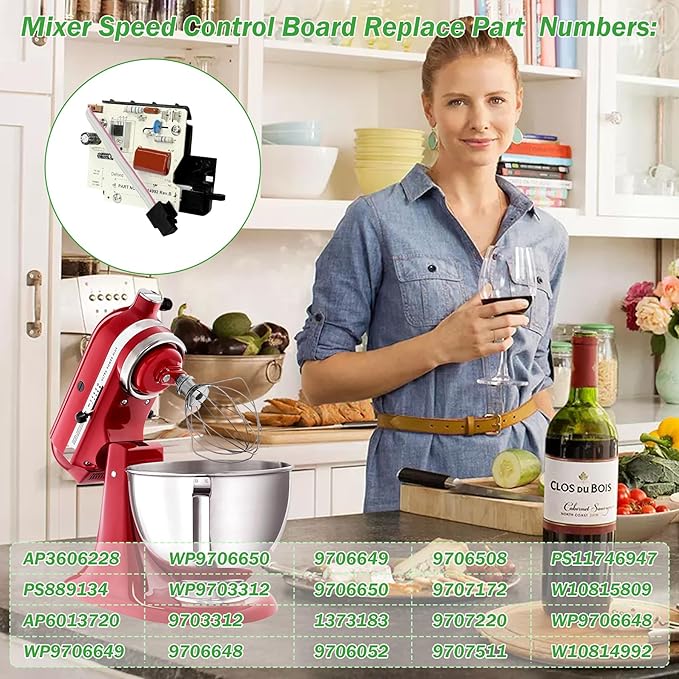WP9706648 W10814992 Mixer Speed Control Board Replacement for KitchenAid Whirlpool Stand Mixers Parts 9706648 10814992 9706052 9707511 AP6013720 PS11746947