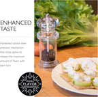 COLE & MASON 505 Salt and Pepper Grinder Set - Clear Acrylic Mills Includes Precision Mechanisms and Premium Sea Salt and Peppercorns