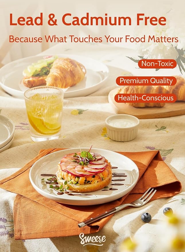 Porcelain Dessert Plates 7.4 Inch Set of 6 - Dove Gray Salad Plates, Dishwasher Microwave Safe, Smooth Glaze