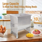CMI Commercial Stainless Steel Manual Meat Mixers with lid,16Lb/10L Fixed Tank,(Mixing Maximum 15Lb for Meat),Sausage Mixer Machine Meat Processing Equipment