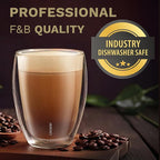 Creano Premium Double-Walled Drinking Glasses 12.5oz / 400 ml - Set of 6 - Professional Quality - 100% Dishwasher Safe (4x 12.5oz)