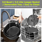 Air Fryer 5.8QT/5.5L, Uten 1700W AirFryer High-Power Electric Hot Temperature Control & Timer Knob, Non Stick Fry Basket, Dishwasher Safe, Apply to Party, Afternoon Tea, Black