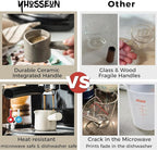 Espresso Measuring Cup, Ceramic Espresso Cup Double Spouts Expresso Shots Cup with Handle, Espresso Accessories, 3 Oz/ 90 Ml, White