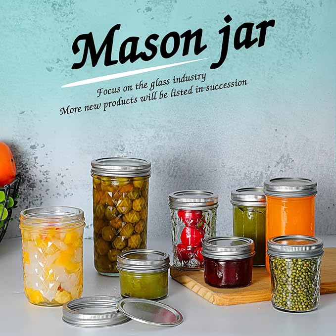 VERONES Mason Jars, 4OZ Canning Jars With Regular Lids and Bands, Ideal for Jam, Honey, Wedding Favors, Shower Favors, DIY Spice Jars, 40 PACK